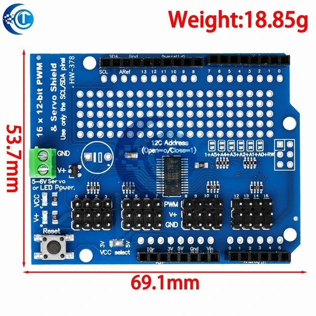 Alt view image 2 of 3 - AJMRTC Motor Stepper Servo Robot Shield I2C v2 Kit with PWM Driver, DC Motor Stepper Motor Servo Driver Expansion Board, I2C Interface Robot Control Module for Arduino DIY Robotics Project