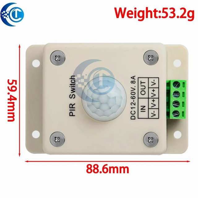 Alt view image 3 of 3 - AJMRTC DC 12V-24V Infrared PIR Motion Sensor Switch Module, Programmable LED Controller with Adjustable Delay Time, Human Body Induction Trigger Module for LED Light Automatic Control DIY Project