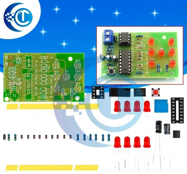 Main image of AJMRTC LED Electronic Dice DIY Kit, NE555 CD4017 Electronic Production Module with Reverse Connection Protection, Soldering Assembly Kit, Random LED Dice Circuit for Student Electronic Teaching & DIY