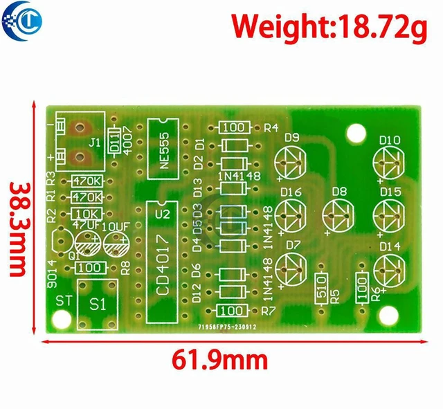 Alt view image 3 of 3 - AJMRTC LED Electronic Dice DIY Kit, NE555 CD4017 Electronic Production Module with Reverse Connection Protection, Soldering Assembly Kit, Random LED Dice Circuit for Student Electronic Teaching & DIY