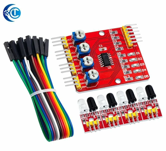 Alt view image 3 of 3 - AJMRTC F233-01 4 Channel Infrared Tracking Sensor Module, Four-Way Line Tracking & Obstacle Avoidance Sensor for Smart Robot Car, Path Tracing Detector Module for Arduino DIY Robotics Project