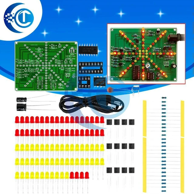 Alt view image 2 of 3 - AJMRTC NE555 CD4017 LED Flasher DIY Kit, Dual Color Red Yellow Strobe Light Module, Soldering Assembly Project for Electronic STEM Education and Circuit Learning Experiment