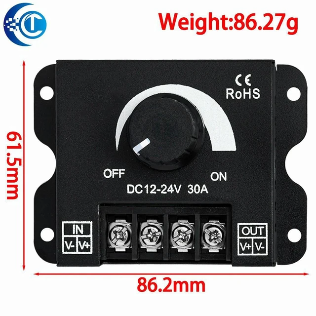 Alt view image 2 of 3 - AJMRTC LED Dimmer Switch Controller, DC 12V 24V 30A 360W Adjustable Voltage Regulator, PWM Dimming Driver for LED Strips, Lamps, Light Bar and Low Voltage Lighting DIY Project