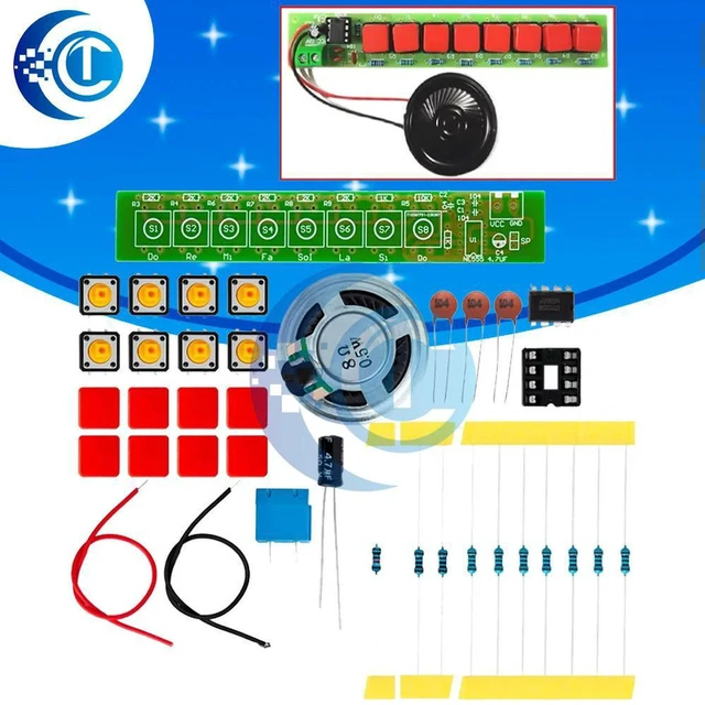 Alt view image 3 of 3 - AJMRTC Student Electronics Experiment DIY Kit, All-in-One Electronic Components Pack with NE555 Chip and Piano Organ Module, Soldering Assembly Kit for STEM Learning and Circuit Teaching