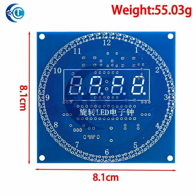 Alt view image 3 of 3 - AJMRTC DS1302 Electronic Clock DIY Kit, Rotating LED Display Module with Alarm Clock and Temperature Display Function, Soldering Assembly Kit for Student Electronic Learning and STEM Experiment