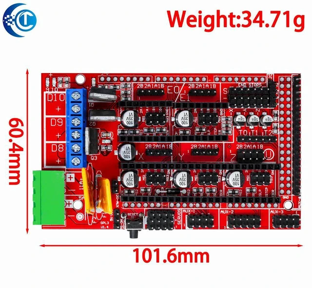 Alt view image 2 of 3 - AJMRTC 3D Printer Control Board, 1PC RAMPS 1.4 Controller Shield, Compatible with RepRap, Mendel, Prusa, Supports Stepper Motor Driver for DIY 3D Printer Assembly & Replacement Upgrade Projects