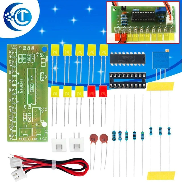 Alt view image 2 of 3 - AJMRTC LM3915 Dot Bar Graph Audio Level Indicator VU Meter DIY Soldering Practice Kit, 10 LED Audio Spectrum Display, for Audio Amplifier Modification, Electronic Learning & Soldering Training Project