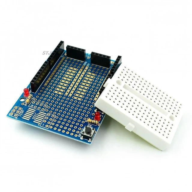 Alt view image 2 of 3 - AJMRTC UNO Proto Shield Prototype Expansion Board with SYB-170 Mini Breadboard, UNO ProtoShield Stackable Shield for Arduino UNO Electronic Prototyping & DIY Circuit Building