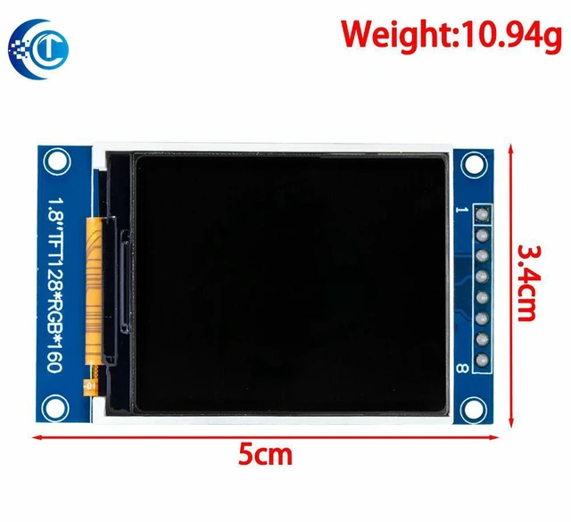 Alt view image 2 of 3 - AJMRTC 1.8 Inch TFT 128×160 Serial SPI Display Module, Wide Viewing Angle Color Screen, Blue Backlight, for Arduino ESP32 STM32 Embedded UI and DIY Electronic Projects