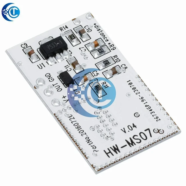 Alt view image 2 of 3 - AJMRTC 1pcs HW-MS07 Microwave Radar Sensor Module, Human Body Induction Switch, Microwave Motion Detector for Automatic Light Control, Security Alarm and Electronic DIY Projects