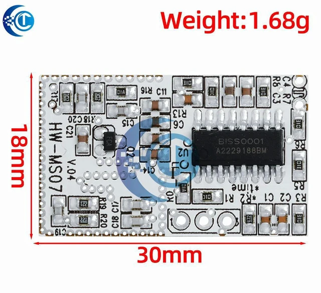 Alt view image 3 of 3 - AJMRTC 1pcs HW-MS07 Microwave Radar Sensor Module, Human Body Induction Switch, Microwave Motion Detector for Automatic Light Control, Security Alarm and Electronic DIY Projects
