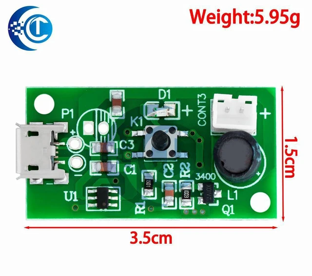 Alt view image 3 of 3 - AJMRTC Mini Humidifier DIY Kit USB Powered, Mist Maker with Driver Circuit, Atomization Film & Oscillator Sheet, Ultrasonic Atomizer Module for Electronic Assembly Training and Desktop DIY Projects