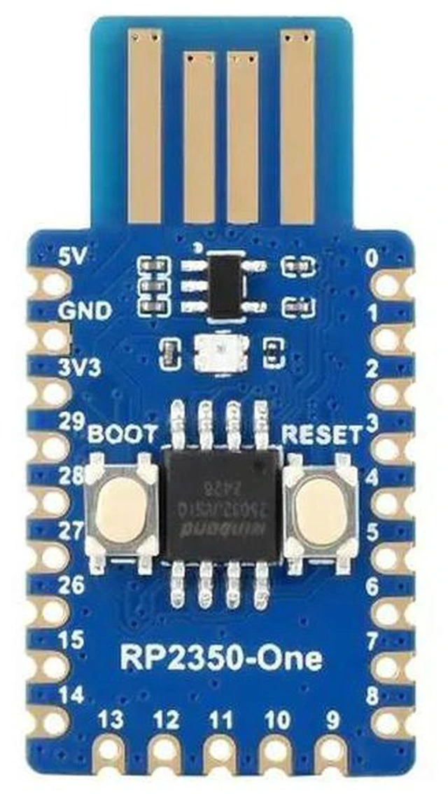 Main image of AJMRTC RP2350-One MCU Development Board, Based on Raspberry Pi RP2350A Dual-Core Dual-Architecture Chip, 4MB Flash, Onboard PCB Type-A Plug for Programming Learning & Electronic DIY Projects