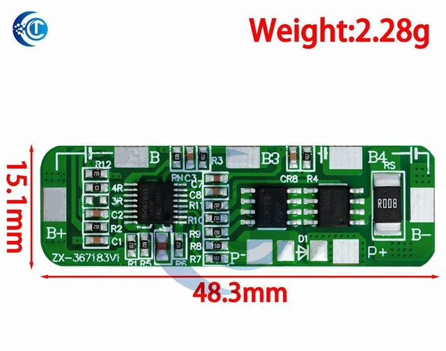 Alt view image 3 of 3 - AJMRTC 4S 20A BMS Battery Protection Module, 4.35V Overcharge & 2.5V Over-discharge Protection, 5A Discharge with Cell Balancing, Lithium Battery Management Board for 4S Series Li-ion Battery Pack