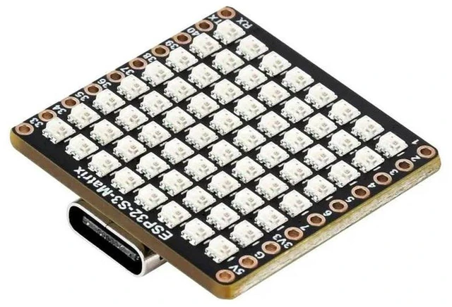 Alt view image 3 of 3 - AJMRTC ESP32-S3-Matrix Development Board, Onboard 8×8 RGB LED Matrix & QMI8658 6-Axis Sensor, Wi-Fi Bluetooth Module, ESP32-S3 MCU for IoT, Embedded Programming and DIY Electronic Projects