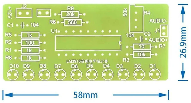 Alt view image 2 of 3 - AJMRTC LM3915 Soldering Training Kit, 10-Segment Audio Level Indicator DIY Electronic Kit, Sound Spectrum Level Meter Circuit Board for Student Soldering Practice & Electronic Teaching Projects