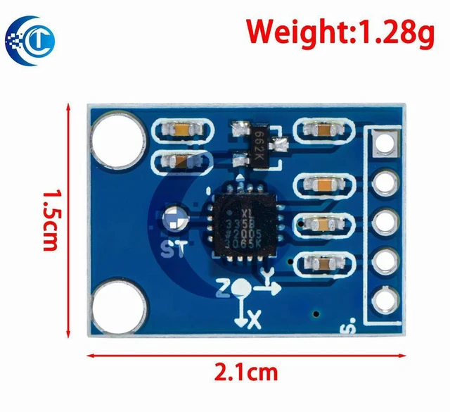 Alt view image 2 of 3 - AJMRTC GY-61 ADXL335 3-Axis Analog Accelerometer Module, Angular Transducer, Analog Output 3V-5V, Gravity Tilt Sensor for Arduino, Raspberry Pi, Electronic Experiment and DIY Motion Projects