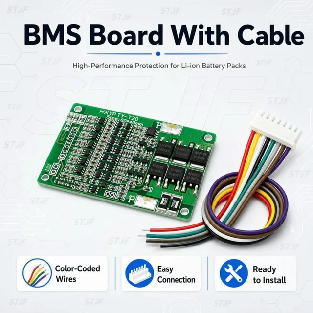 Alt view image 3 of 3 - AJMRTC STJF 7S BMS Protection Board, 25.9V 29.4V Lithium Battery Management Module with Cell Balance, 15A Current Limit for 7 Series 18650 Li-ion Battery Pack Assembly