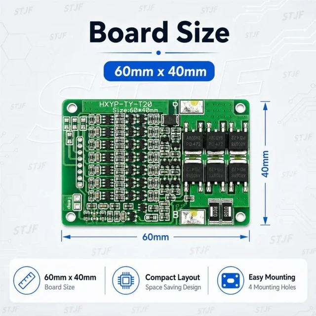 Alt view image 2 of 3 - AJMRTC STJF 7S BMS Protection Board, 25.9V 29.4V Lithium Battery Management Module with Cell Balance, 15A Current Limit for 7 Series 18650 Li-ion Battery Pack Assembly