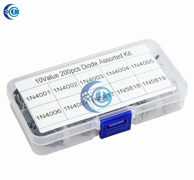Alt view image 3 of 3 - AJMRTC 200PCS Rectifier Diode Assortment Kit, 10 Values 1N4001 1N4002 1N4003 1N4004 1N4005 1N4006 1N4007 1N5817 1N5818 1N5819 with Storage Case for Electronic Repair & DIY