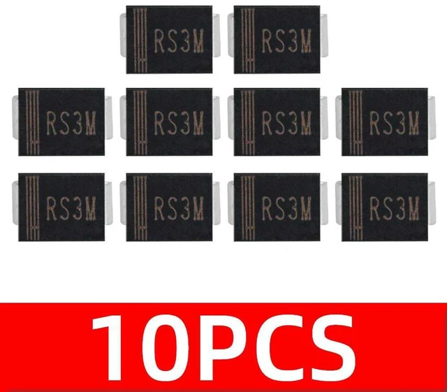 Main image of AJMRTC 10PCS/50PCS RS3M SMB DO-214AB Fast Recovery Rectifier Diode, 1000V 3A 1kV 3.0AMPS SMD Surface Mount Diode, Replacement for FR307, for Switching Power Supply, Circuit Repair & Electronic Project