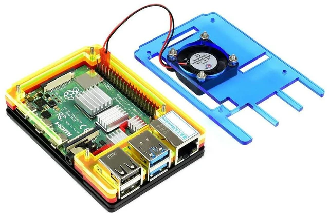Alt view image 3 of 3 - AJMRTC Colorful Acrylic Case for Raspberry Pi 4 Model B, Stackable Multi-Layer Enclosure with 5V Cooling Fan, Full Port Access Protective Shell for Raspberry Pi 4B, Home Lab & Maker DIY Projects