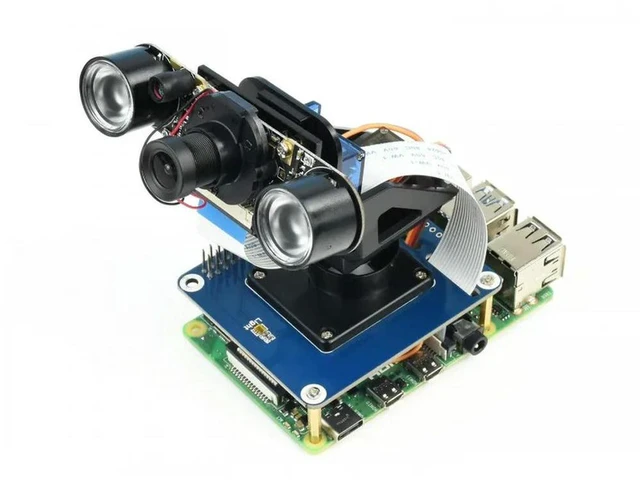 Alt view image 2 of 3 - AJMRTC 2-DOF Pan-Tilt HAT for Raspberry Pi, 40PIN GPIO Expansion HAT, PCA9685 PWM Driver, I2C Interface Camera Pan Tilt Control Board, with Ambient Light Sensor, Compatible with Raspberry Pi & Jetson