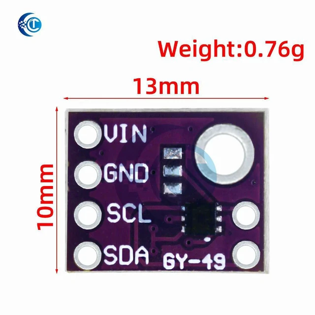 Alt view image 2 of 3 - AJMRTC GY-49 MAX44009 Ambient Light Sensor Module, 4P Pin Header, I2C IIC Digital Output, Ultra Low Power Light Intensity Detector, 1.7V-3.6V Operating Voltage for Arduino ESP32 STM32 DIY Projects