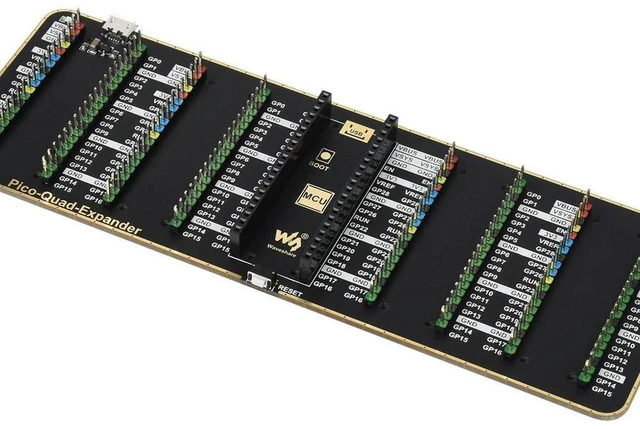 Main image of AJMRTC Quad GPIO Expander for Raspberry Pi Pico, GPIO Expansion Board with Four Sets of Male Headers and USB Power Connector, Extra GPIO Access for Raspberry Pi Pico Embedded DIY Projects