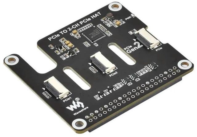 Alt view image 3 of 3 - AJMRTC 2-Ch PCIe FFC Adapter Board for Raspberry Pi 5, PCIe TO 2-CH PCIe HAT, Expands 2 PCIe FFC Ports, PCIe Gen2, Supports Stacking Multiple PCIe HATs for High-Speed Storage & Network Expansion Proje