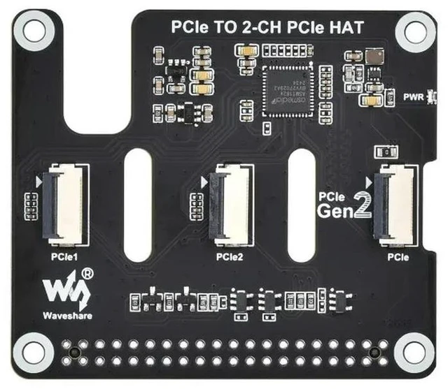 Alt view image 2 of 3 - AJMRTC 2-Ch PCIe FFC Adapter Board for Raspberry Pi 5, PCIe TO 2-CH PCIe HAT, Expands 2 PCIe FFC Ports, PCIe Gen2, Supports Stacking Multiple PCIe HATs for High-Speed Storage & Network Expansion Proje