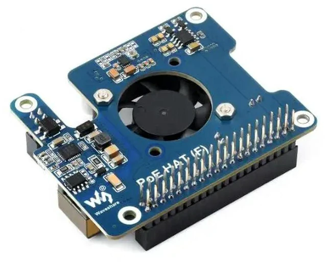 Alt view image 2 of 2 - AJMRTC PoE HAT (F) for Raspberry Pi 5, High Power Power Over Ethernet HAT with Onboard Cooling Fan & Metal Heatsink, IEEE 802.3af/at PoE+ Network Standard, 40PIN GPIO Stackable Expansion Board for Ras