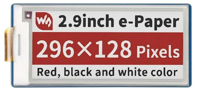 Alt view image 3 of 3 - AJMRTC Pico-ePaper-2.9-B, 2.9 Inch E-Paper E-Ink Display Module (B) for Raspberry Pi Pico, 296×128 Resolution, Red Black White 3-Color Screen, SPI Low Power E-Paper Module