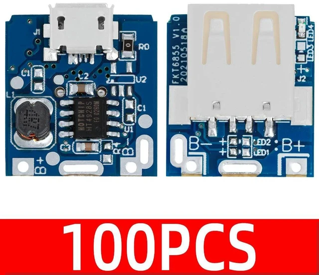 Main image of AJMRTC 100PCS 5V LED Display Boost Power Module, 134N3P Micro LiPo Charger with USB Port & Multi Protection Board, Lithium Battery Charging & Step-Up Power Supply Module for Small Electronic Projects