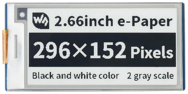 Main image of AJMRTC Pico-ePaper-2.66, 2.66 Inch E-Paper E-Ink Display Module for Raspberry Pi Pico, 296×152 Resolution, Black White Two-Color Screen, SPI Low Power E-Paper Module