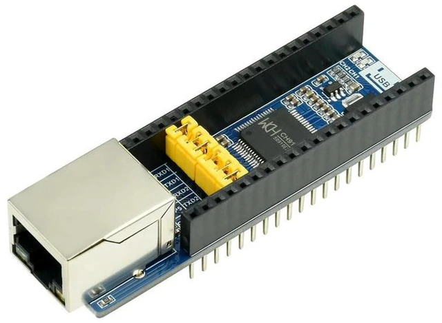 Alt view image 3 of 3 - AJMRTC Ethernet to UART Converter for Raspberry Pi Pico, 10/100M High Speed Ethernet Serial Transparent Transmission Module, SPI Interface Network to UART Communication Board