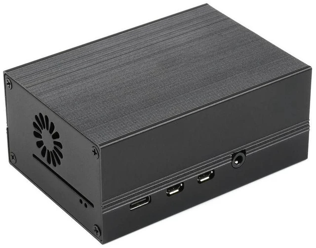 Alt view image 2 of 3 - AJMRTC Stripe Aluminum Cooling Case for Raspberry Pi 4, Built-In Active Radiator with Fins, Grooved Aluminum Enclosure Combined Active & Passive Cooling Protective Shell