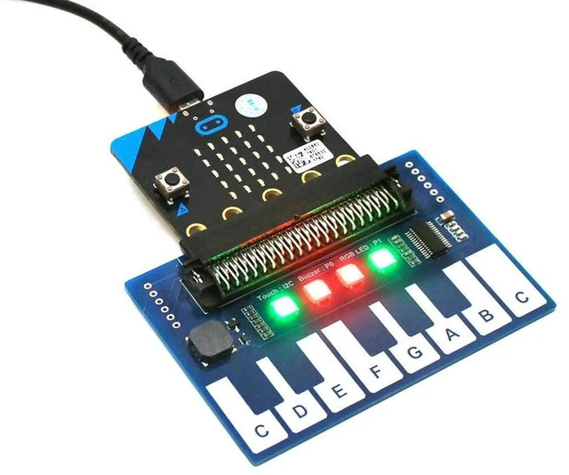 Alt view image 2 of 3 - AJMRTC Mini Piano Module for Micro Bit, Touch Keys Music Player Module with 4x RGB LEDs, Touch Sensitive Piano Expansion Board for Microbit STEM Education Programming Projects