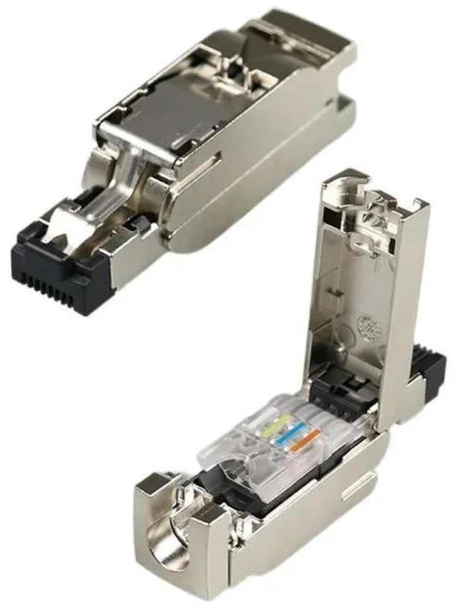 Alt view image 3 of 3 - AJMRTC Industrial Ethernet RJ45 Connector Compatible with 6GK1901-1BB10-2AA0, 4-Core Industrial Crystal Head, 180 Degree Cable Outlet, Metal Housing FastConnect Plug for Industrial Automation Network