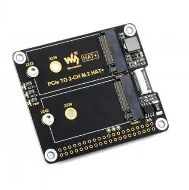 Alt view image 2 of 3 - AJMRTC PCIe to 2-CH M.2 HAT+ Adapter for Raspberry Pi 5, Dual M.2 Slots, Compatible with 2230/2242 NVMe Solid State Drives, High Speed PCIe Storage Expansion Board for Raspberry Pi 5 NAS & Edge Comput