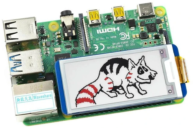 Alt view image 2 of 3 - AJMRTC 2.13inch E-Ink Display HAT, 212x104 Three-Color Black White Red e-Paper Screen SPI Interface, Compatible with Raspberry Pi 4B 3B+ 3B 2B Zero Zero W WH and Jetson Nano, Supports Partial Refresh