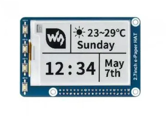 Alt view image 2 of 3 - AJMRTC 2.7inch E-Paper HAT, 264×176 Resolution E-Ink Display HAT, SPI Interface e-Paper Screen for Raspberry Pi 5 4B 3B+ 3B 2B Zero Zero W WH, Supports Partial & Full Refresh for IoT Projects