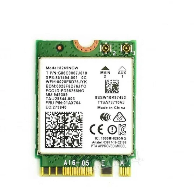 Main image of AJMRTC AC8265 Wireless NIC, Dual-Band Wi-Fi 5 Network Card with Bluetooth 4.2, High Speed Low Latency M.2 NGFF WiFi Adapter for Laptop Desktop PC, Supports 2.4GHz & 5GHz Wireless Connection