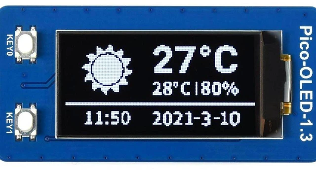 Main image of AJMRTC 1.3inch OLED Display Module for Raspberry Pi Pico, 64×128 Resolution, SPI I2C Dual Interface, SH1107 Driver, Onboard 2 Buttons, Monochrome Screen for DIY Embedded IoT Projects