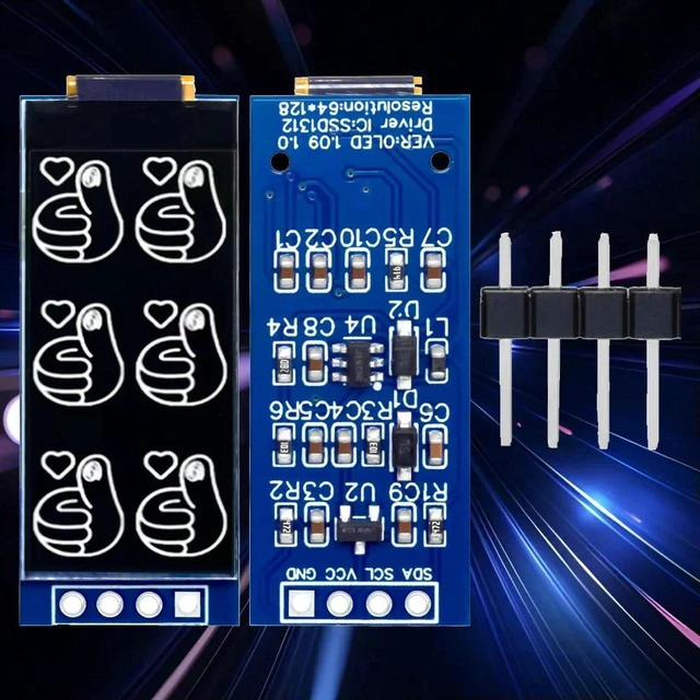 Main image of AJMRTC 1.09/1.1 Inch OLED Display Module, 128×64 Resolution, SSD1312 Driver, I2C Interface 12864 Type Screen for Arduino STM32 Raspberry Pi Pico Embedded Maker DIY Electronic Projects