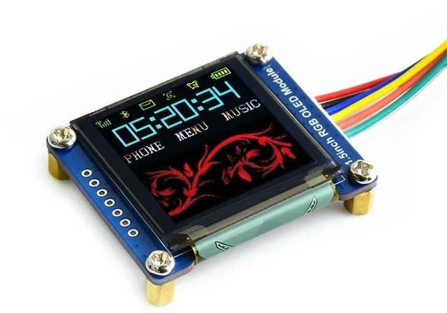 Alt view image 3 of 3 - AJMRTC 1.5inch RGB OLED Display Module, 128×128 Resolution, 65K RGB Colors, SPI Interface Self-Luminous OLED Screen for STM32 Arduino Raspberry Pi Pico Embedded Maker DIY Projects