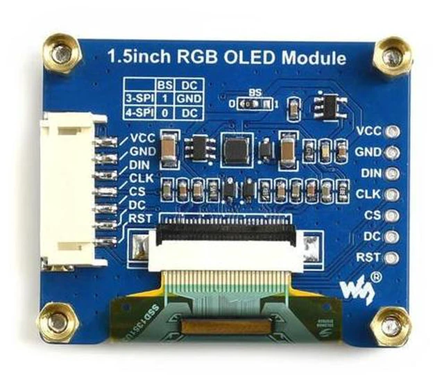 Alt view image 3 of 3 - AJMRTC 1.5inch RGB OLED Display Module, 128×128 Resolution, 65K RGB Colors, SPI Interface, Self-Luminous Screen, No Backlight for Raspberry Pi Pico, Arduino, Embedded DIY Projects