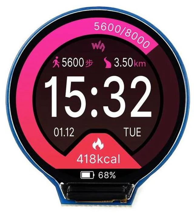Alt view image 2 of 3 - AJMRTC 1.28 Inch Round LCD Display Module, 240×240 Resolution 65K RGB Colors SPI Interface GC9A01 Driver TFT Screen Compatible with Arduino Raspberry Pi ESP32 STM32 for Smart Watch IoT Embedded Projec