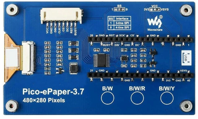 Main image of AJMRTC 3.7 Inch Grayscale E-Paper E-Ink Display Module, SPI Interface Expansion Board for Raspberry Pi Pico4, High Contrast Grayscale Screen for Low Power Embedded DIY Electronic Projects