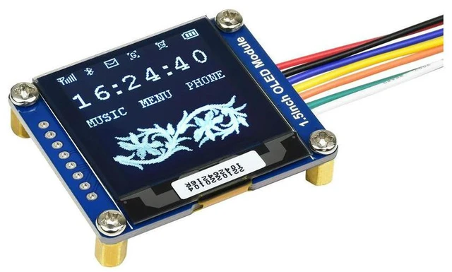 Alt view image 3 of 3 - AJMRTC 1.5 Inch Grayscale Display Module, 128×128 Pixels 16 Grayscale Levels, Embedded Controller, SPI & I2C Dual Interfaces, Small Screen Panel for Embedded DIY Electronic Projects